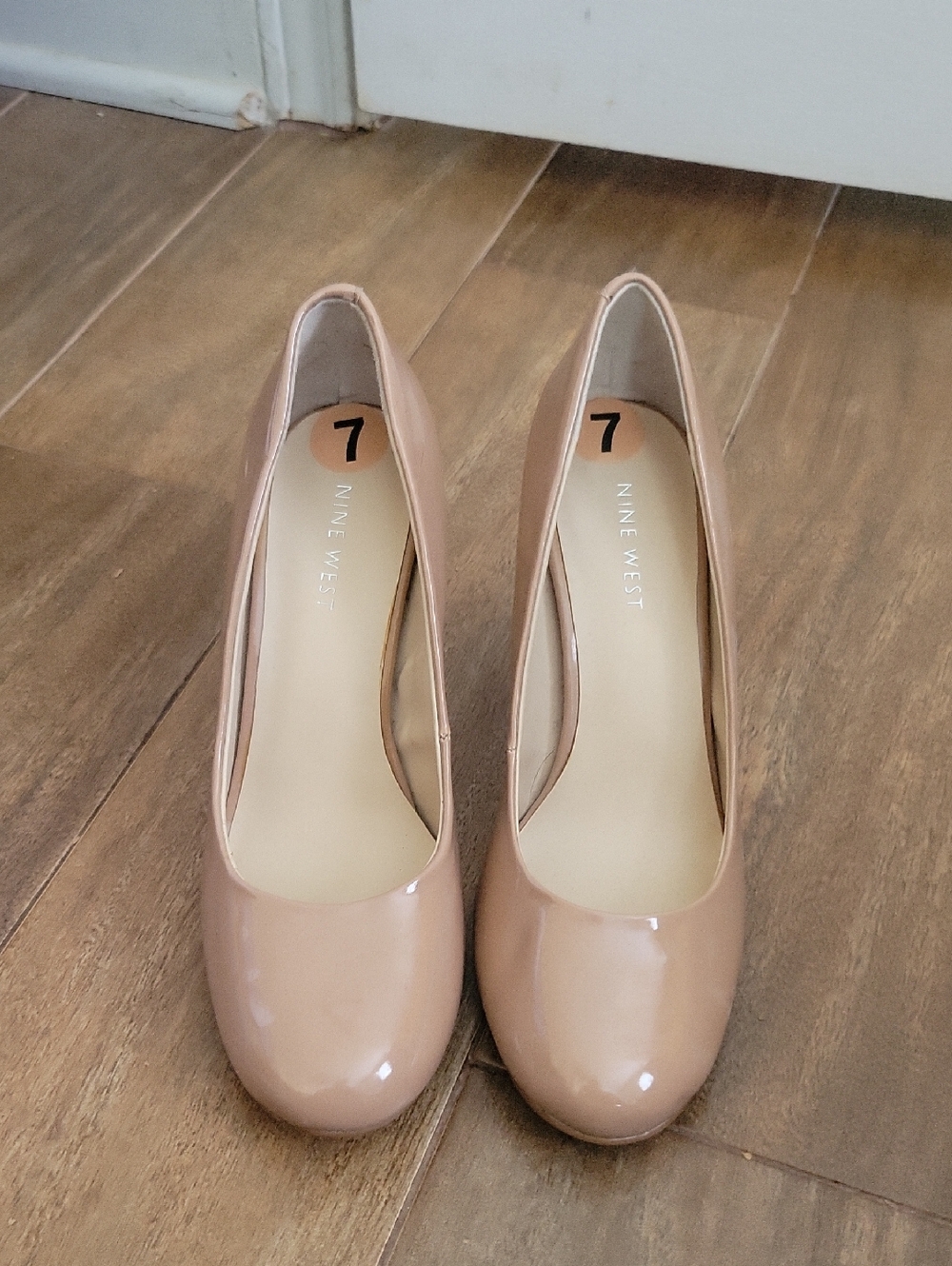 Nine West Blush Patent Round-Toe Heels
